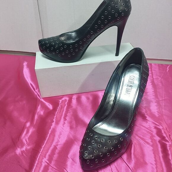 Colin Stuart Women Black Heels 8.5. Condition is Pre-owned.  - Picture 2 of 13